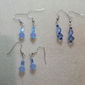 Elegant Blue Beaded Earrings Set